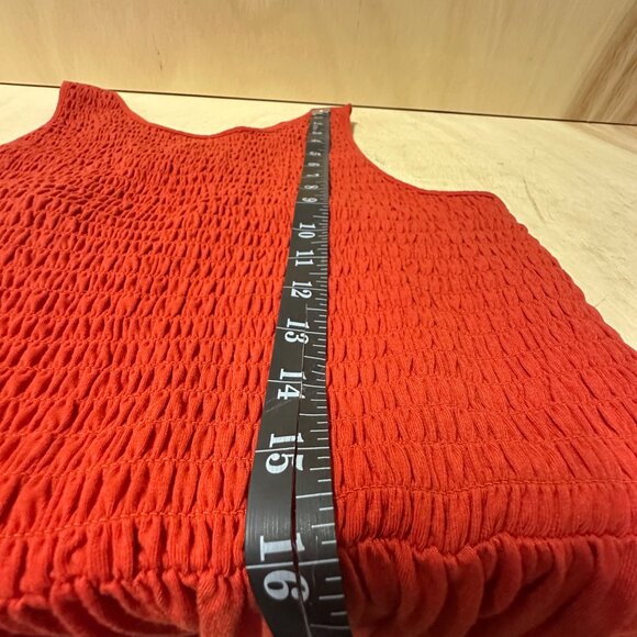 Smocked Bodice Sleeveless Red Midi Dress With Crisscross Back Medium - Picture 8 of 9